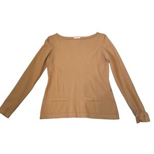 ANN TAYLOR “LOFT” Tan Faux Pocket Sweater